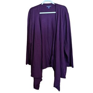 Roamans Cardigan Womens 26 28 2X Purple Drape Open Waterfall Sweater
